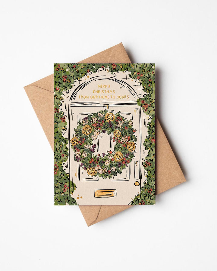 Jenna Crush Christmas wreath card with kraft envelope