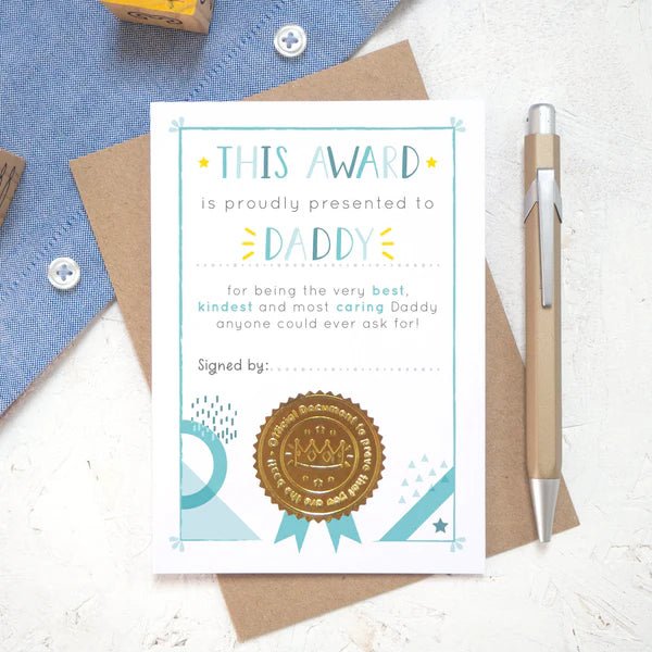 Joanna Hawker: Best Daddy Certificate Card - Acorn & Pip_Joanne Hawker