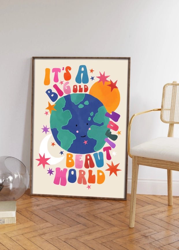 Kate Fox Design: Beautiful World - A3 Print - Acorn & Pip_Kate Fox Design