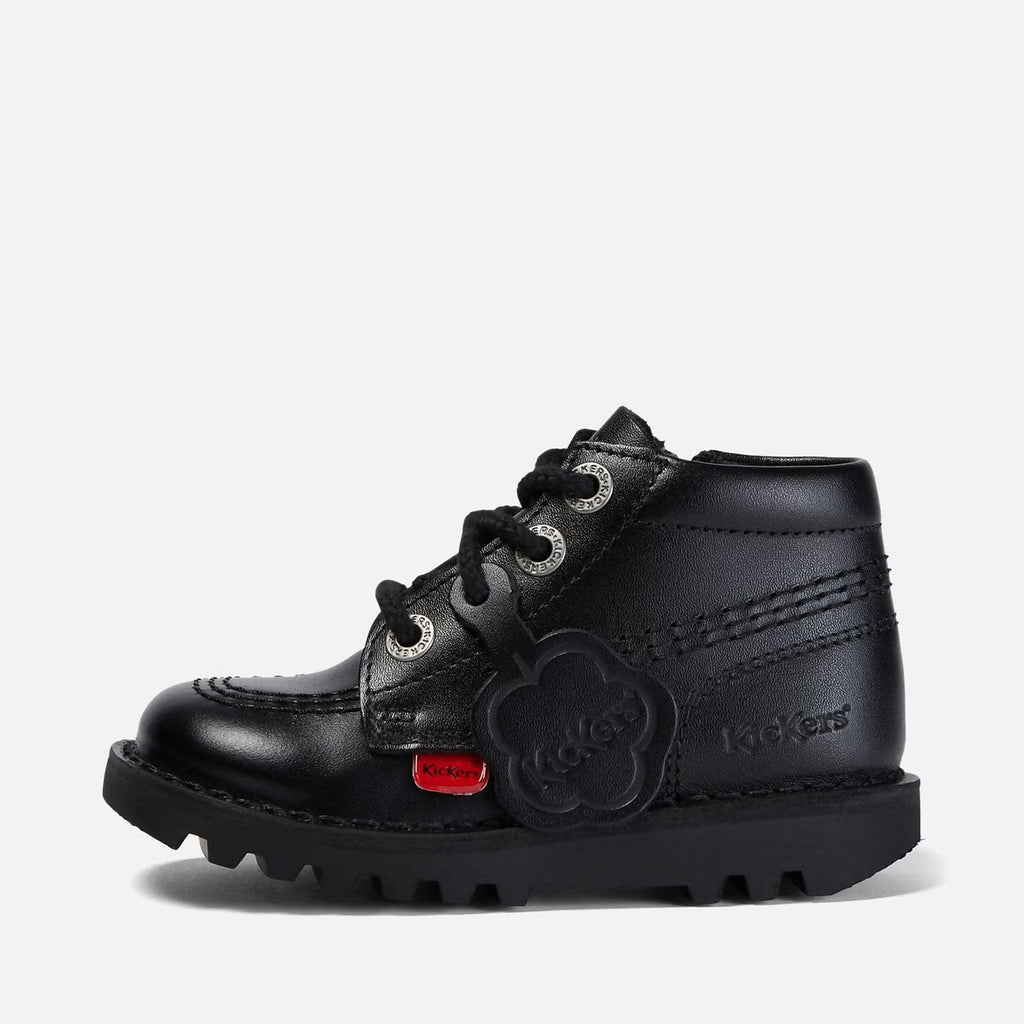 Kickers: Kick Hi Zip Unisex School Shoes - Black Leather - Acorn & Pip_Kickers