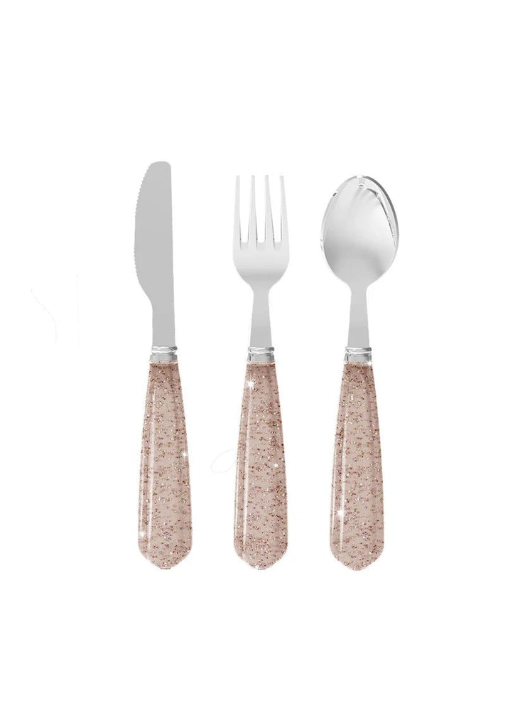 Konges Sløjd: 3 - Piece Kids Glitter Cutlery - Sparkling Blush - Acorn & Pip_Konges Sløjd