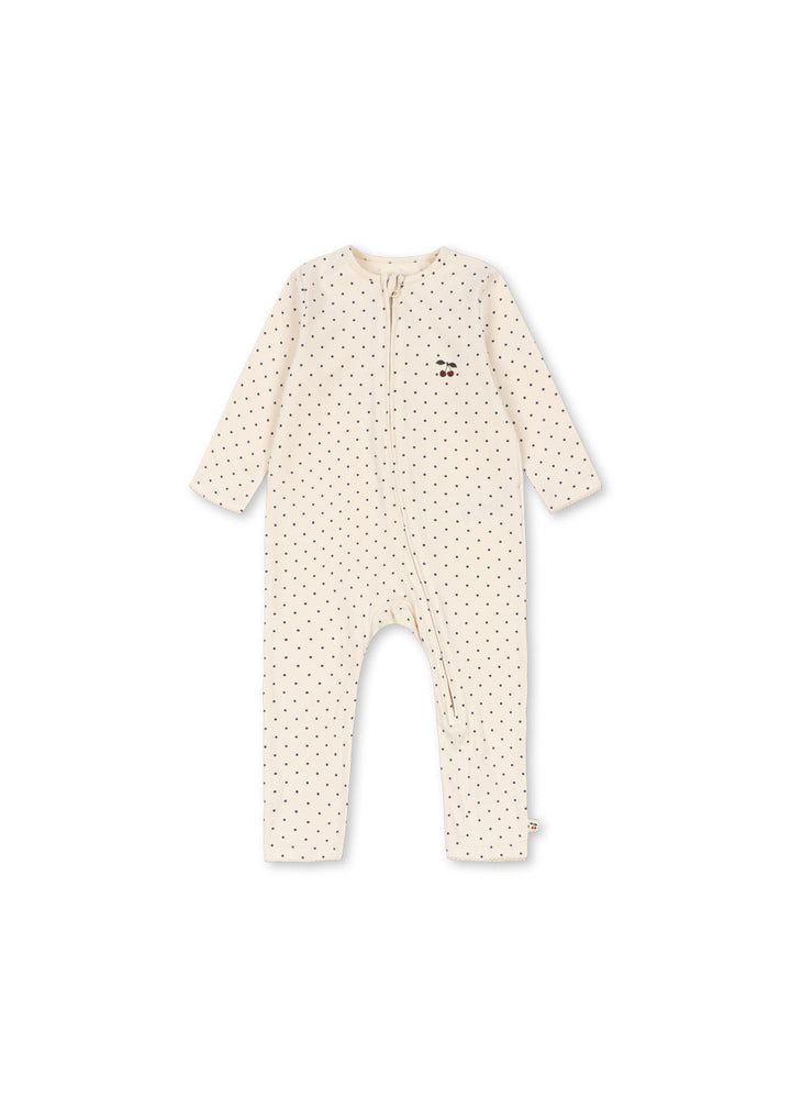 Blue Dot baby zip onesie front