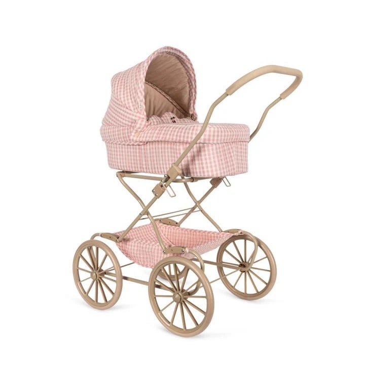 Konges Sløjd: Doll Pram - Powder Pink Check - Acorn & Pip_Konges Sløjd