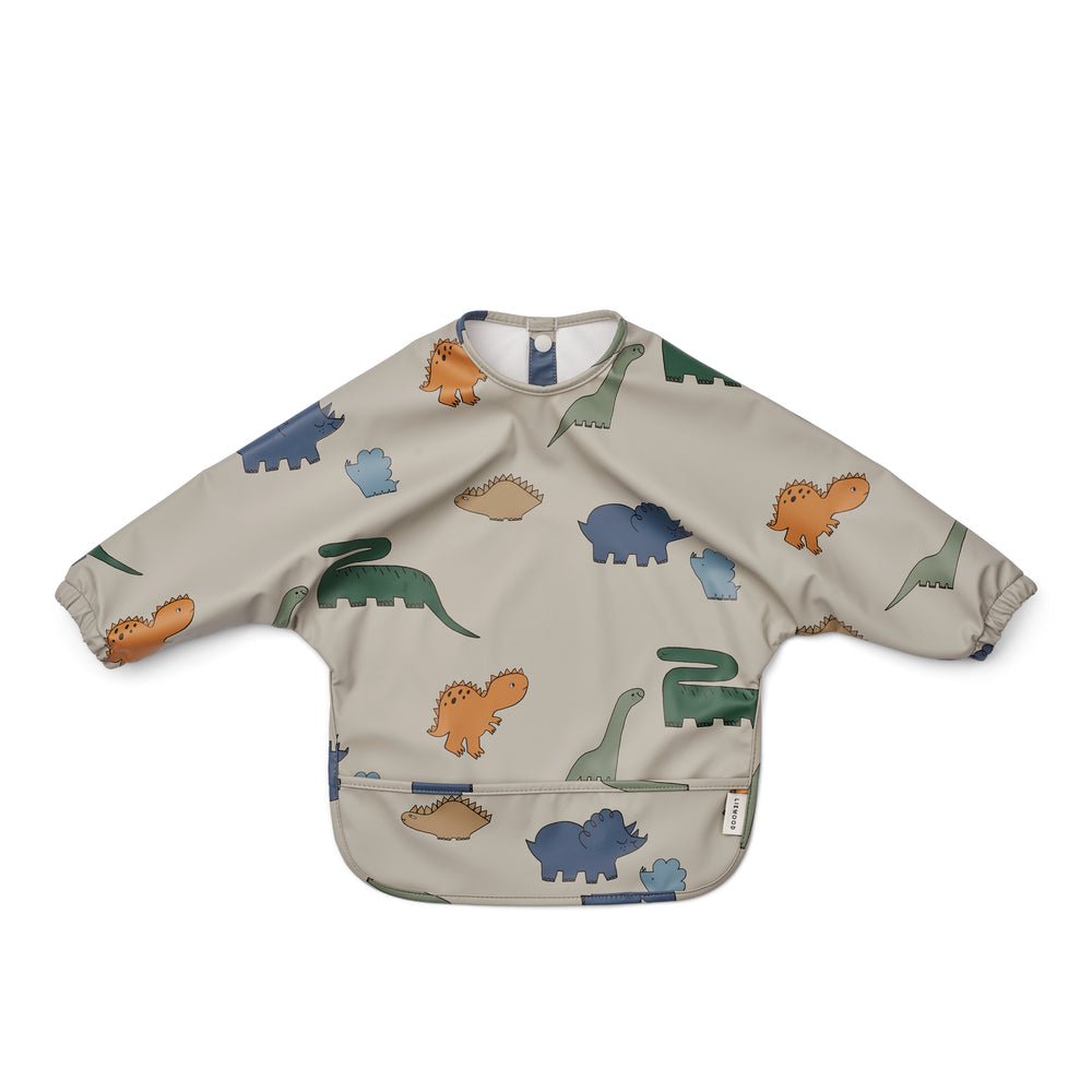 Liewood: Merle Cape Weaning Bib - Dinosaurs / Mist - Acorn & Pip_Liewood