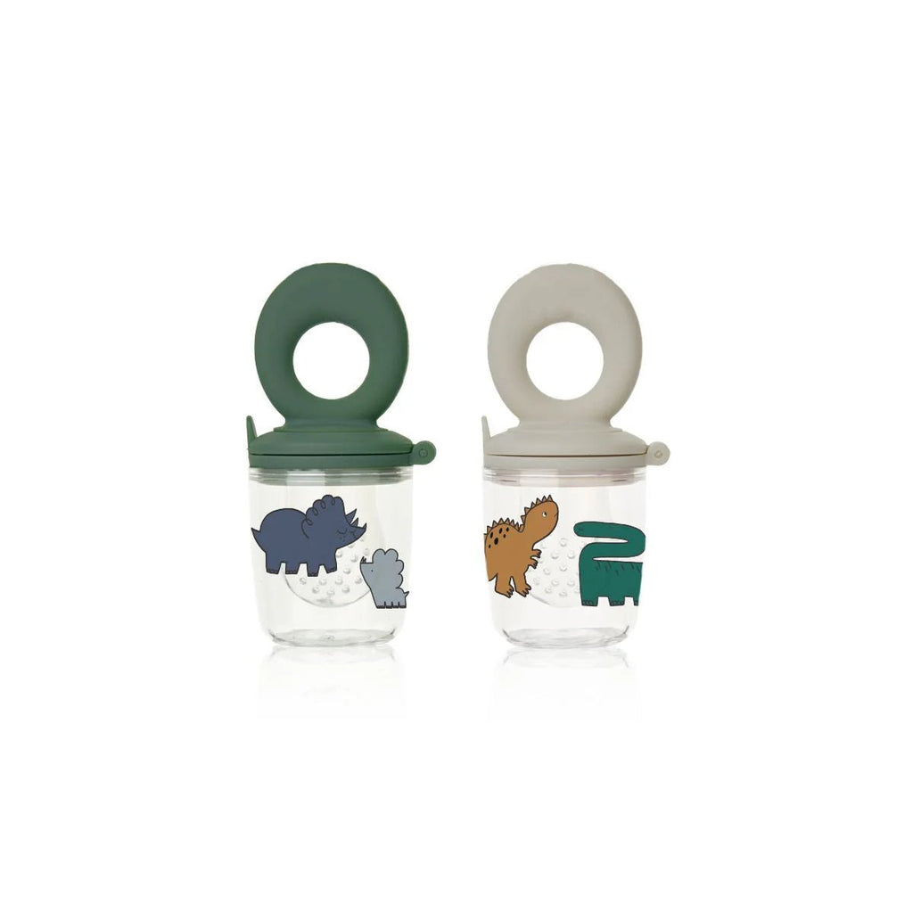 Liewood: Miranda Printed Food Feeder 2 - Pack Dinosaur Mist - Acorn & Pip_Liewood