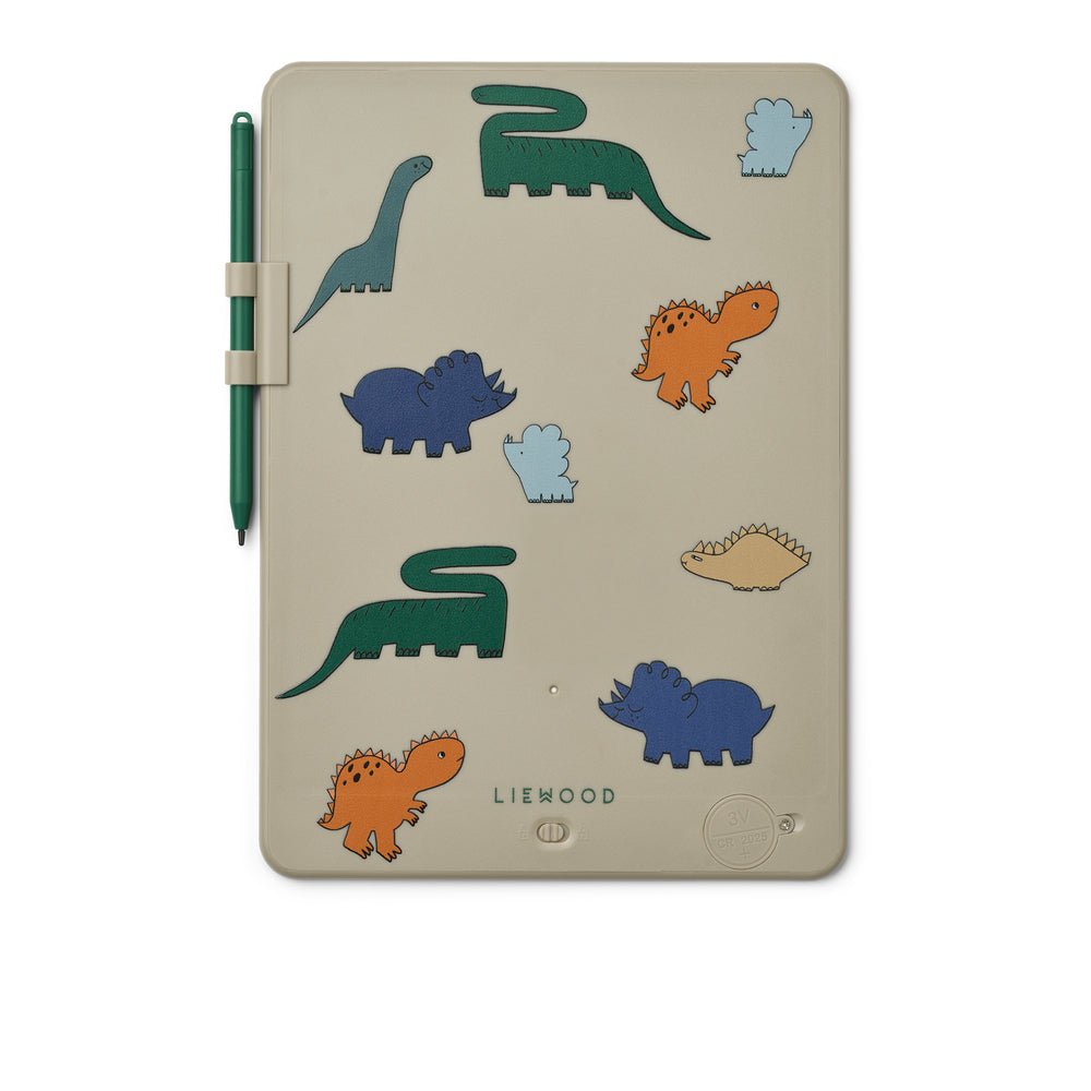 Liewood: Zora Magic Drawing Board - Dinosaurs / Mist - Acorn & Pip_Liewood