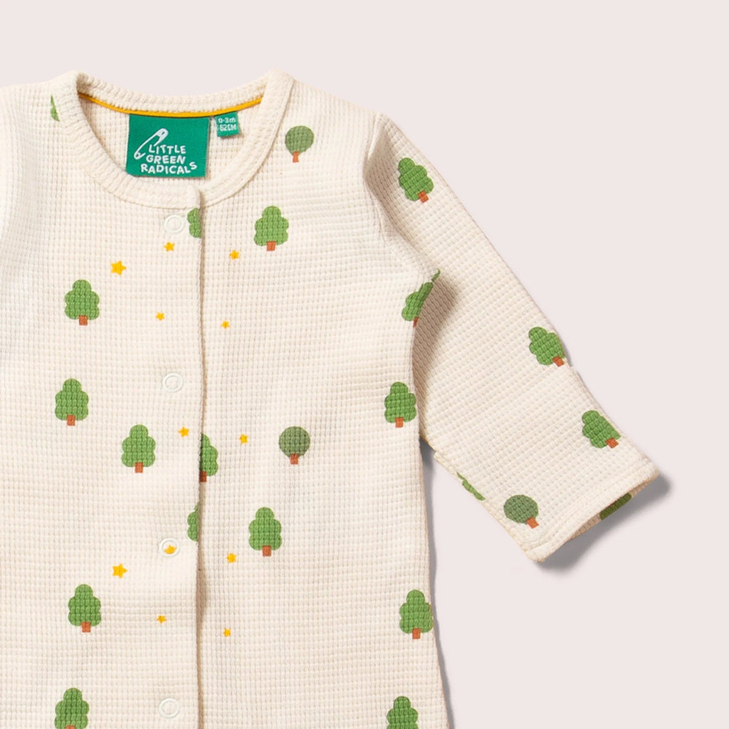 Little Green Radicals: Cream Winter Trees Organic Waffle Babygrow - Acorn & Pip_Little Green Radicals