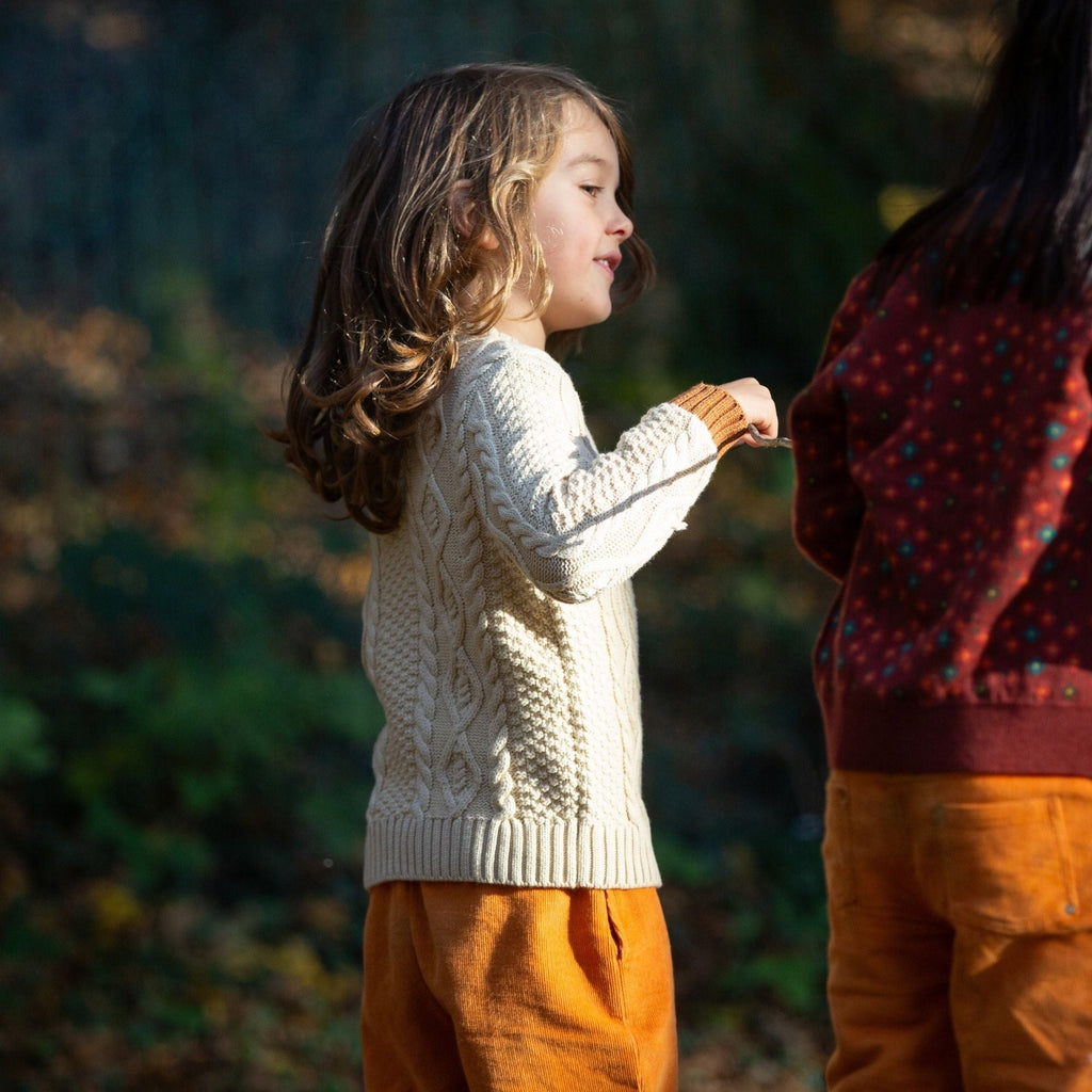 Little Green Radicals: From One To Another Oatmeal Aran Snuggly Knitted Jumper - Acorn & Pip_Little Green Radicals