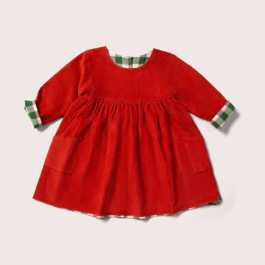 Little Green Radicals: Hazelnut Reversible Corduroy Pocket Dress - Acorn & Pip_Little Green Radicals