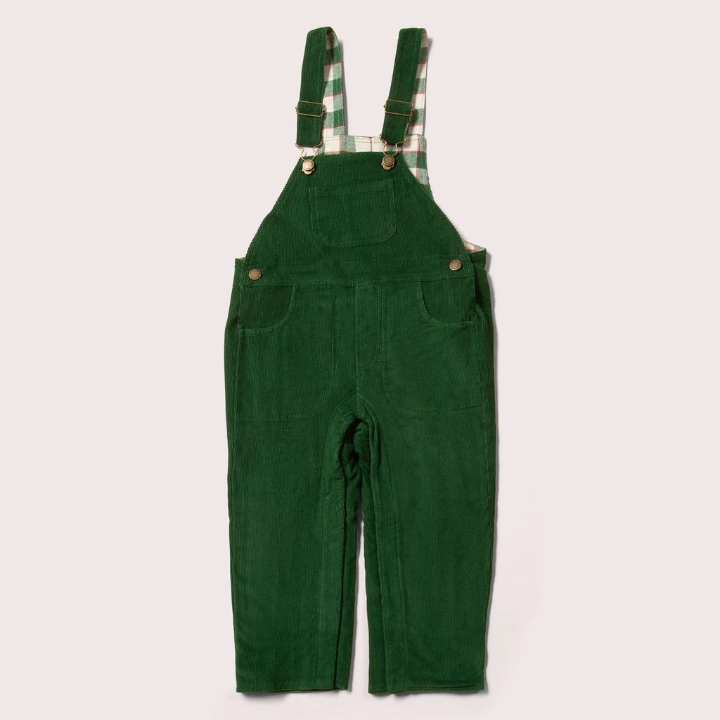 Little Green Radicals: Vintage Green Lined Corduroy Dungarees - Acorn & Pip_Little Green Radicals