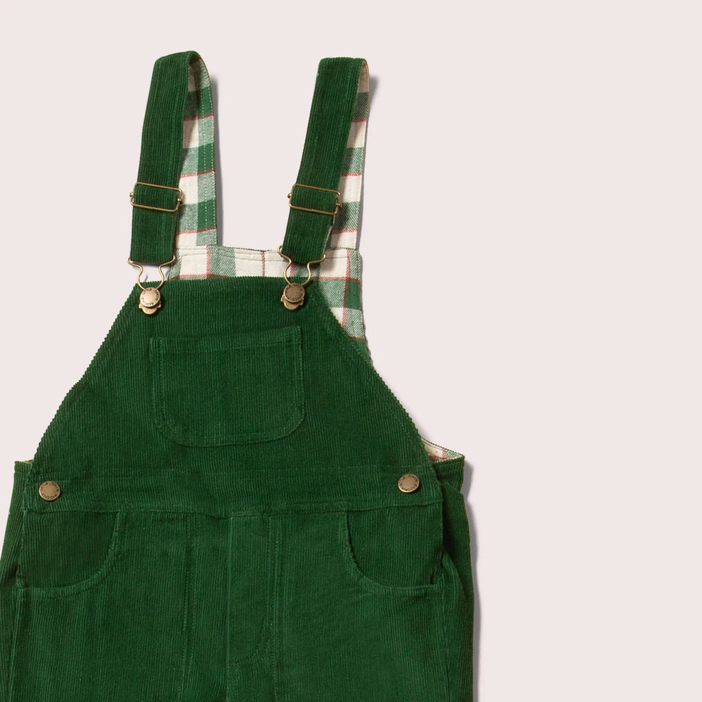 Little Green Radicals: Vintage Green Lined Corduroy Dungarees - Acorn & Pip_Little Green Radicals