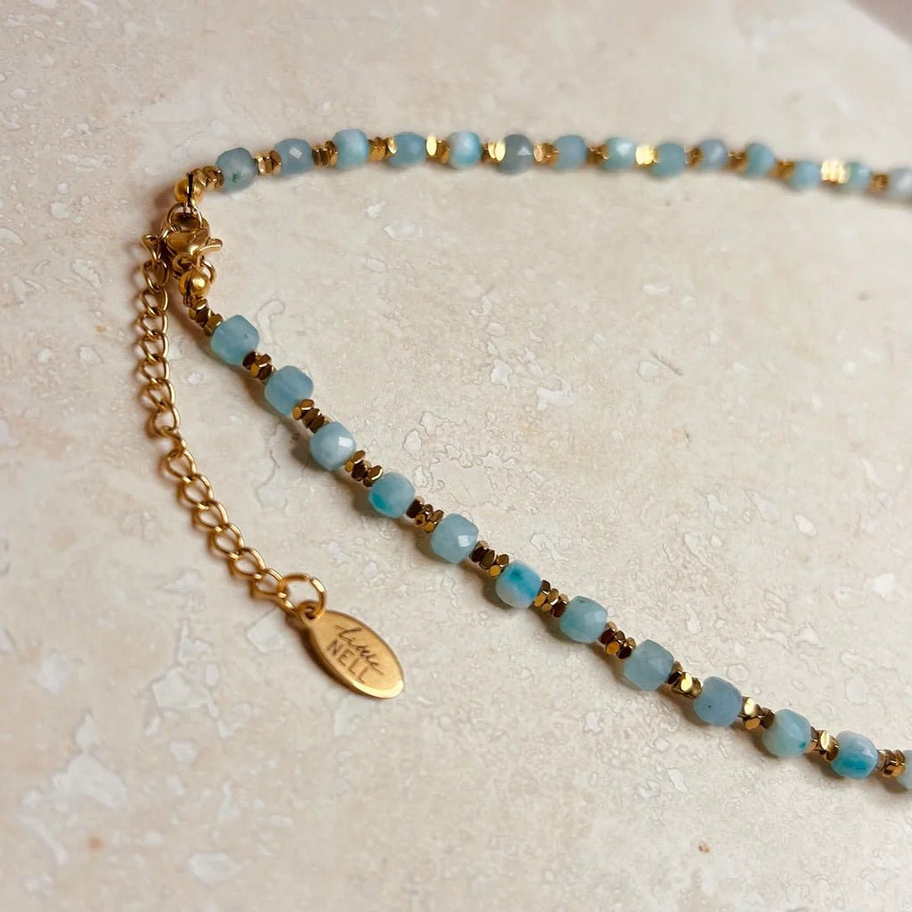 Little Nell: Aqua Beaded Necklace - Acorn & Pip_Little Nell Jewellery