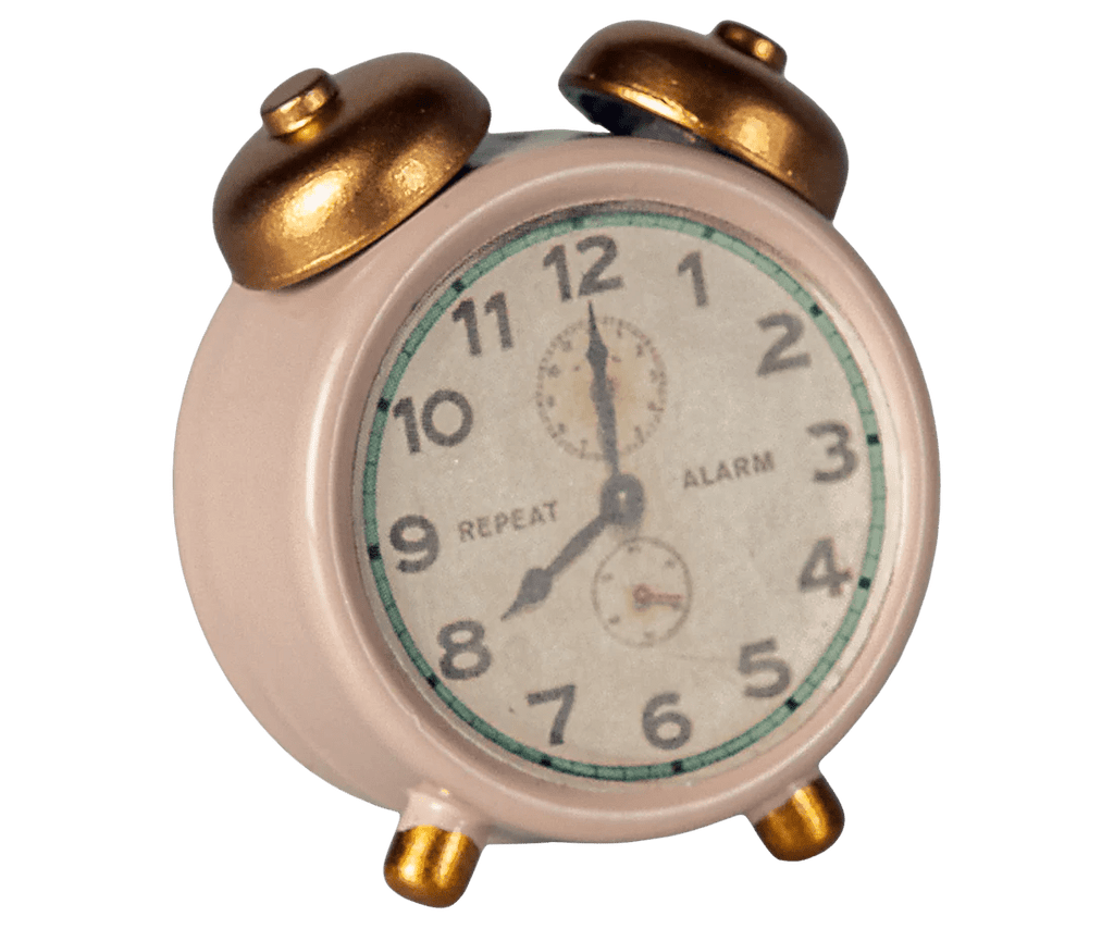 Maileg: Alarm clock, Mouse - Powder - Acorn & Pip_Maileg