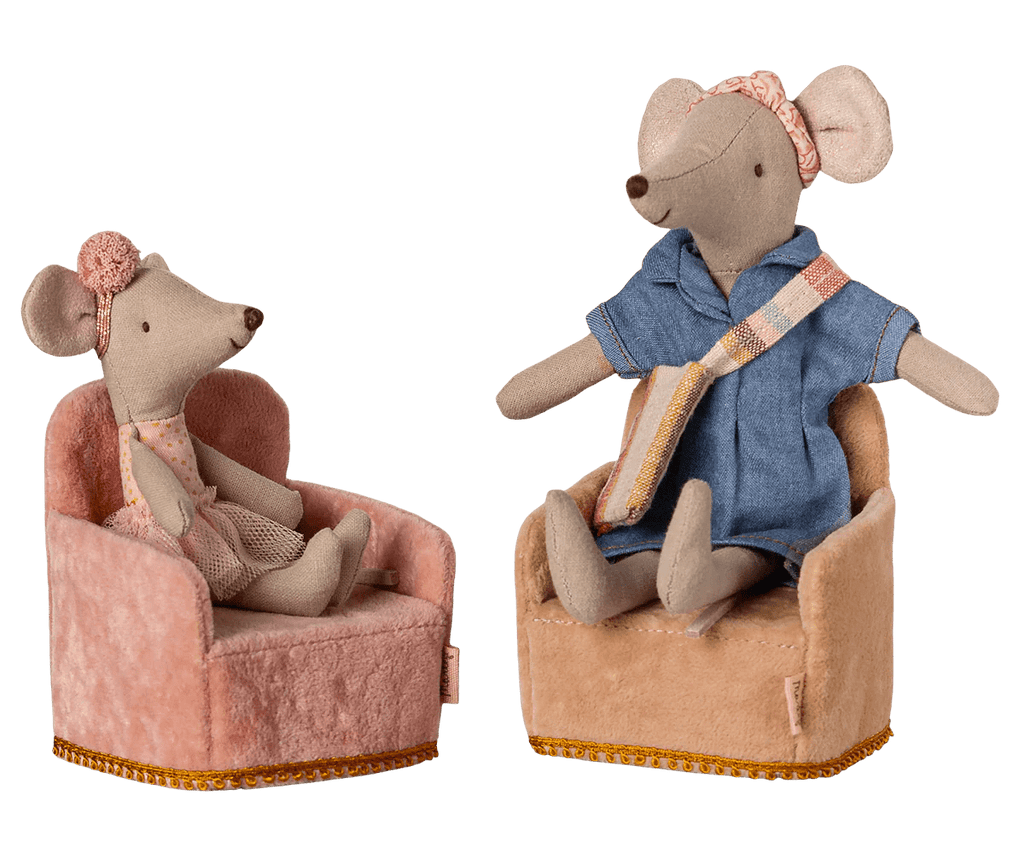 Maileg: Folding chair, Mouse - Rose - Acorn & Pip_Maileg