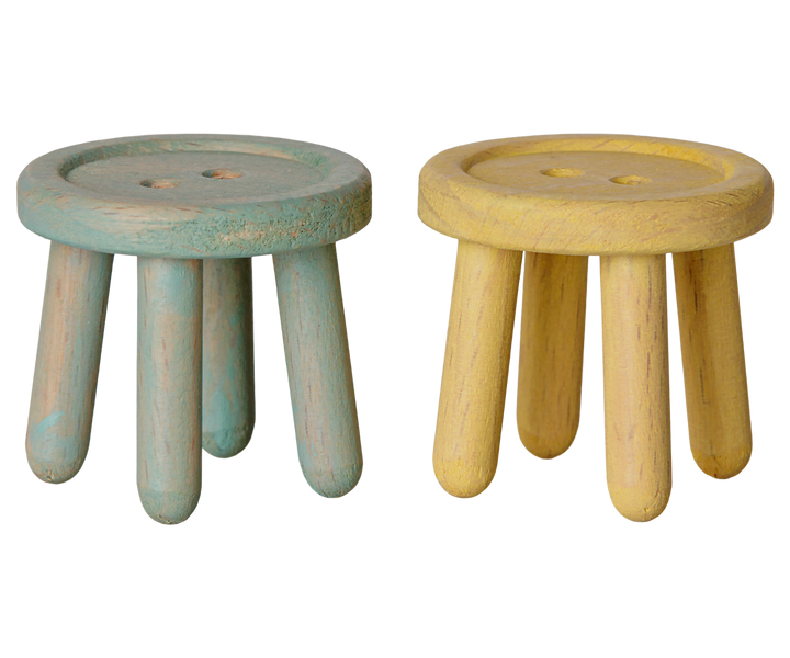 Maileg mint and yellow mouse stools