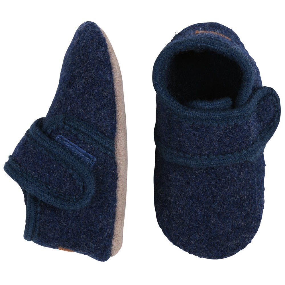 Melton: Classic Wool Kids’ Slippers - Marine Blue - Acorn & Pip_Melton