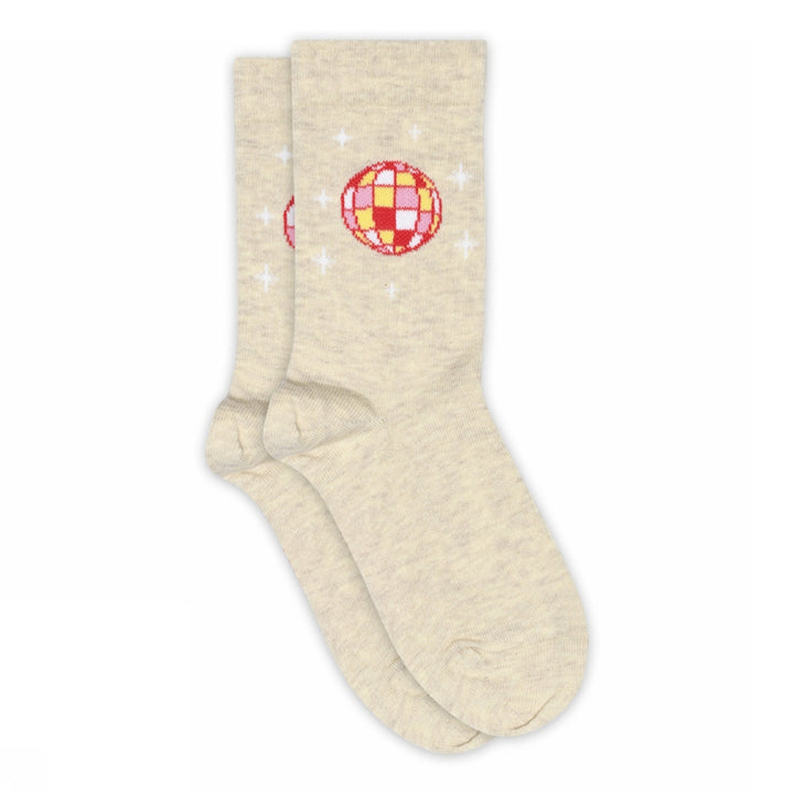 MELTON beige disco ball socks