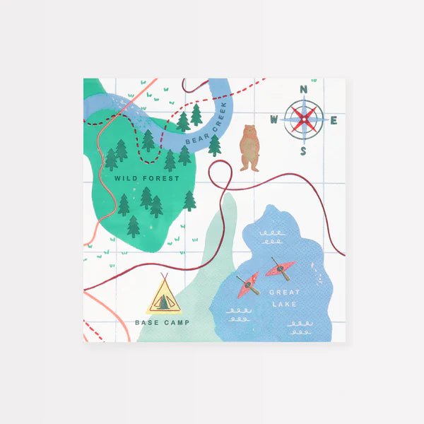 Meri Meri: Camping Adventure Map Large Napkins - Acorn & Pip_Meri Meri