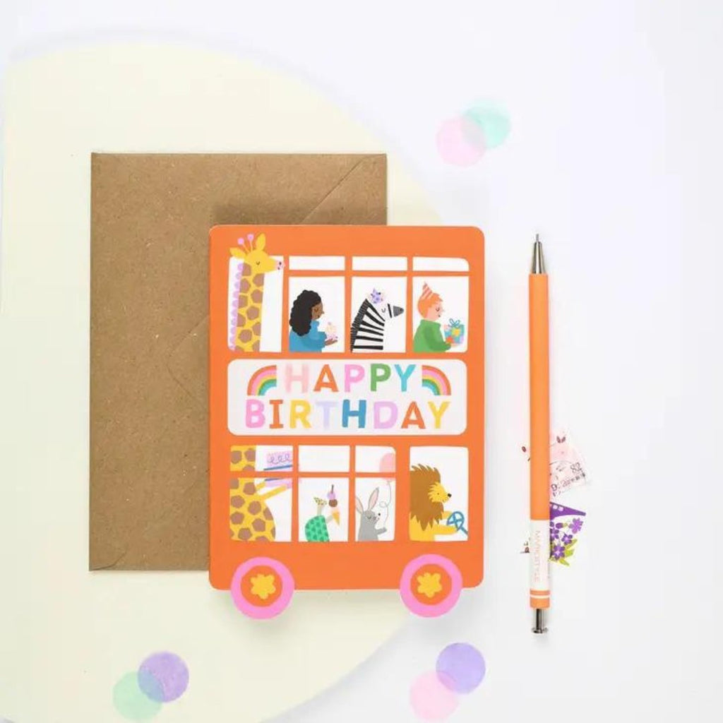 Mifkins: Birthday Bus Birthday Card - Acorn & Pip_Mifkins