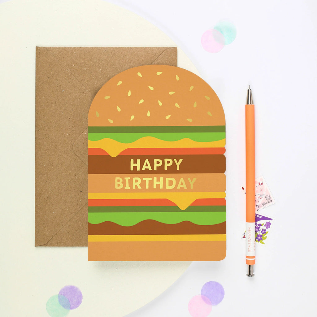 Mifkins: Cheeseburger Birthday Card - Acorn & Pip_Mifkins