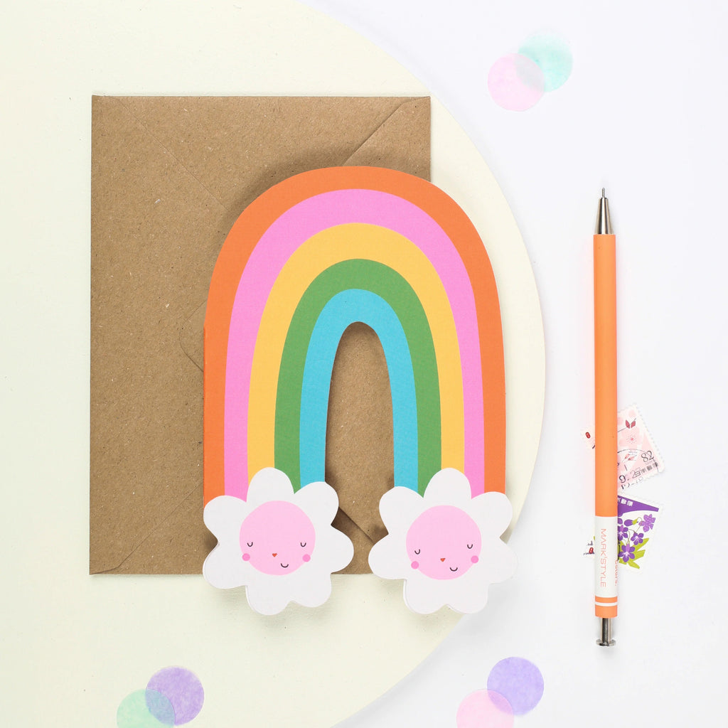 Mifkins: Rainbow Blossom Greeting Card - Acorn & Pip_Mifkins