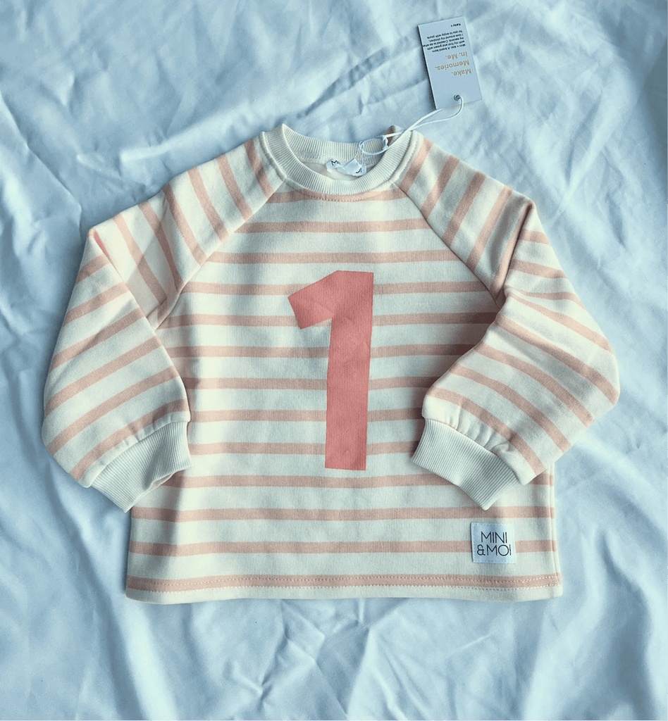 Mini + Moi: Oversized Number Sweater Nude / Pink - Acorn & Pip_Mini & Moi