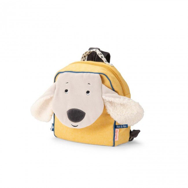 Moulin Roty: Yellow dog backpack Puce & Pilou - Acorn & Pip_Moulin Roty