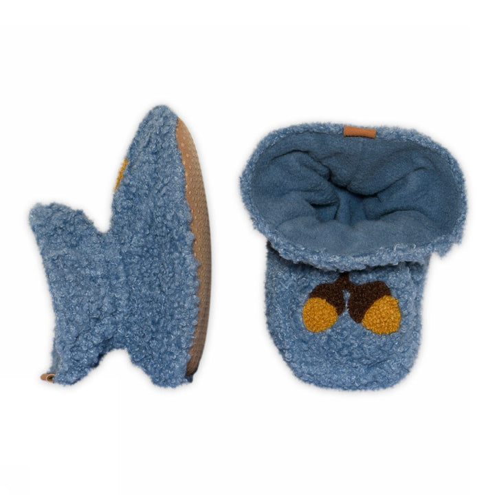 Dusty blue acorn kids slippers