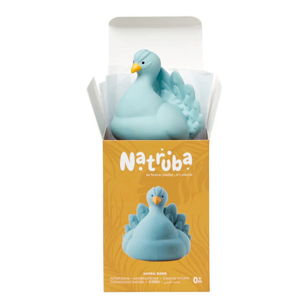 Natruba: Natural Rubber Bath Toy Peacock - Light Blue - Acorn & Pip_Natruba