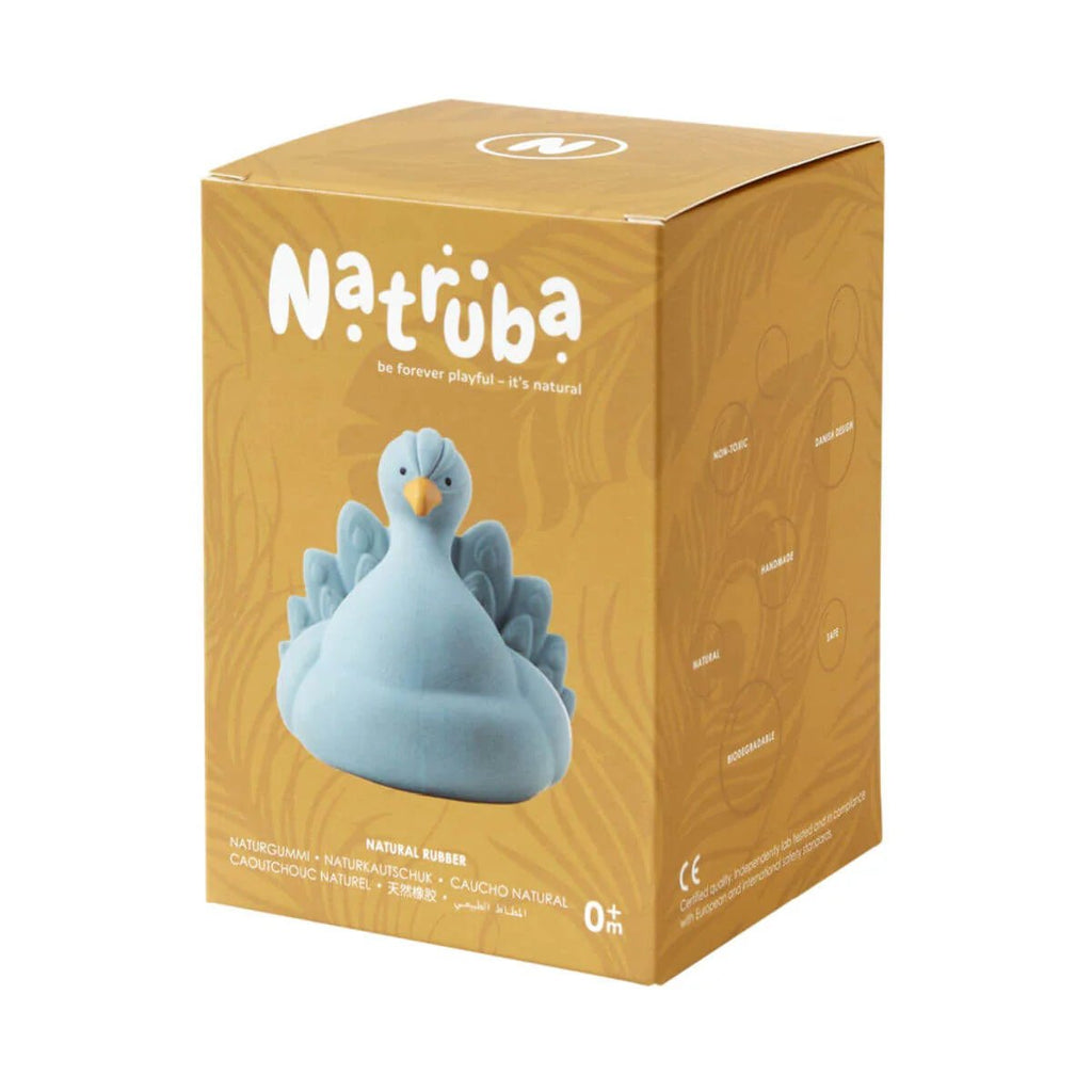 Natruba: Natural Rubber Bath Toy Peacock - Light Blue - Acorn & Pip_Natruba