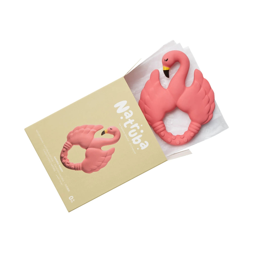 Natruba: Natural Rubber Teether - Flamingo Pink - Acorn & Pip_Natruba