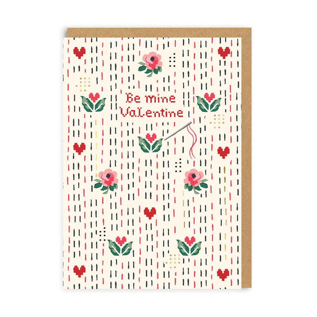 Ohh Deer: Cath Kidston stitch Be My Valentine Card - Acorn & Pip_Ohh Deer