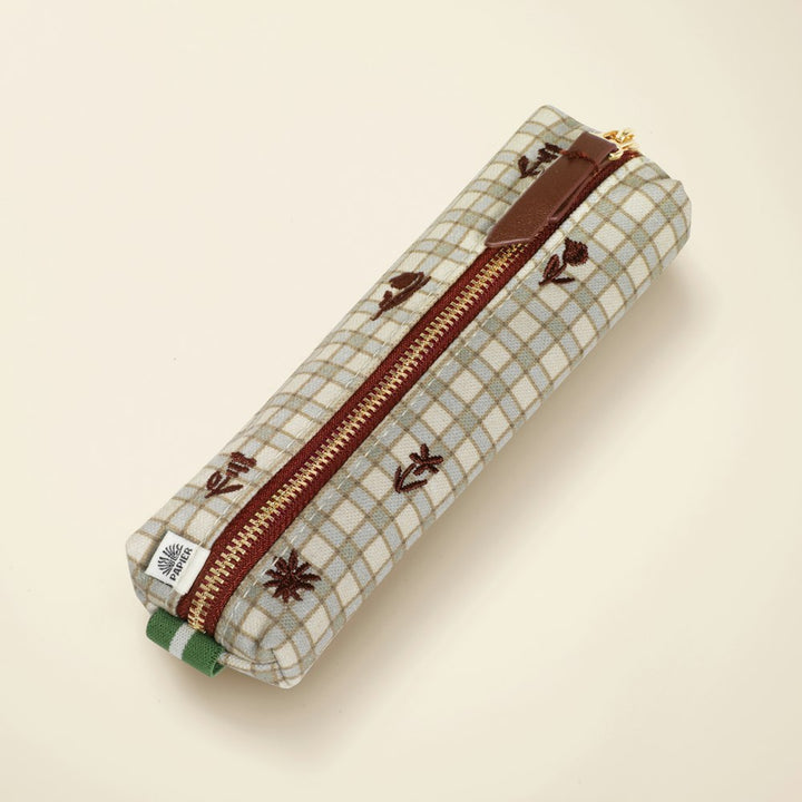Papier Garden Grid floral checkered pencil case