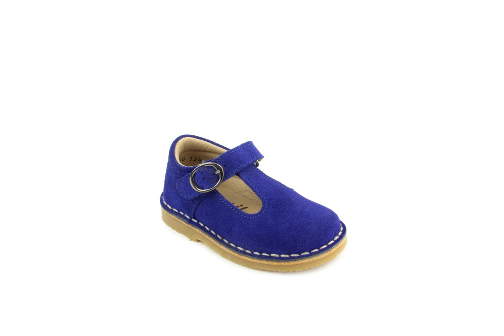 Petasil: Crosspatch Classic T - Bar Girls Shoes - Electric Blue Suede - Acorn & Pip_Petasil