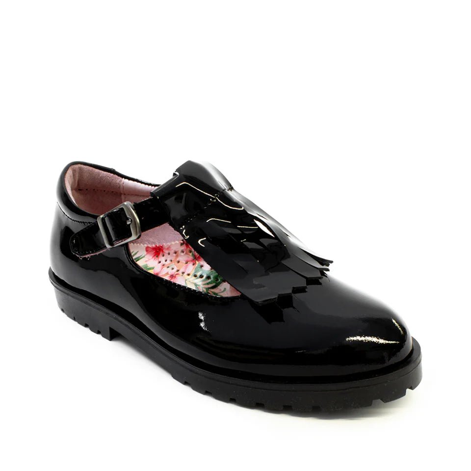 Petasil: Tatiana 2 Girls T - Bar School Shoes - Black Patent - Acorn & Pip_Petasil