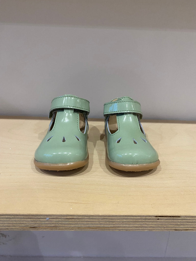 Petasil: Tia Patent T - Bar Girls Shoes - Sage Green - Acorn & Pip_Petasil