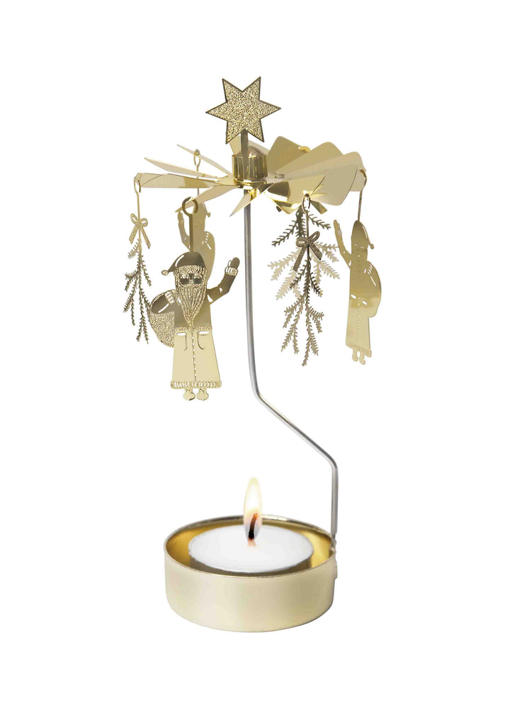 Gold Claus Christmas tealight spinner
