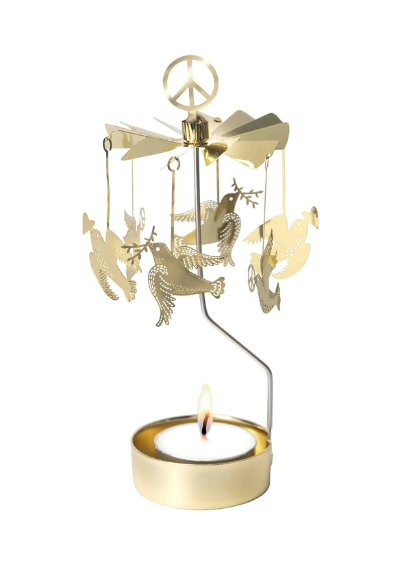 Pluto Design Peace on Earth Tealight Spinner – Gold