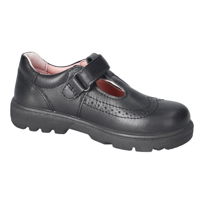 Ricosta: Amanda T - Bar Brogue School Shoes - Black Leather - Acorn & Pip_Ricosta