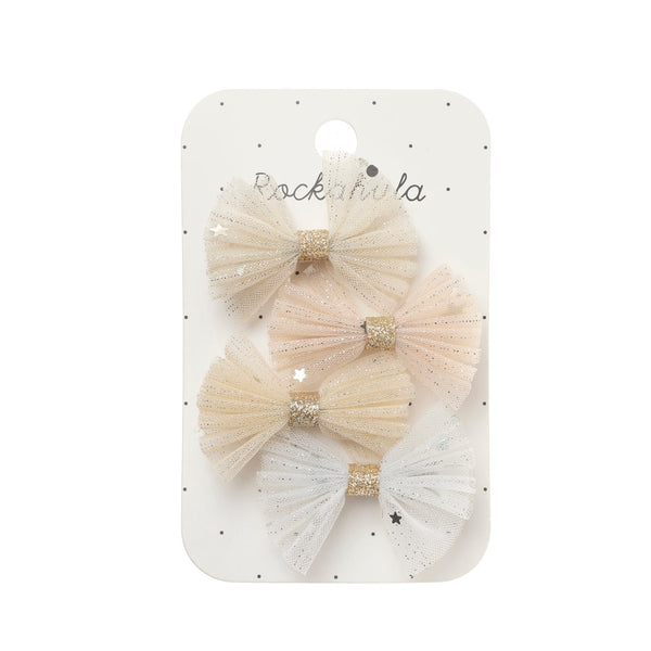 Rockahula Shimmer Tulle Mini Bow Hair Clips – Set of 4