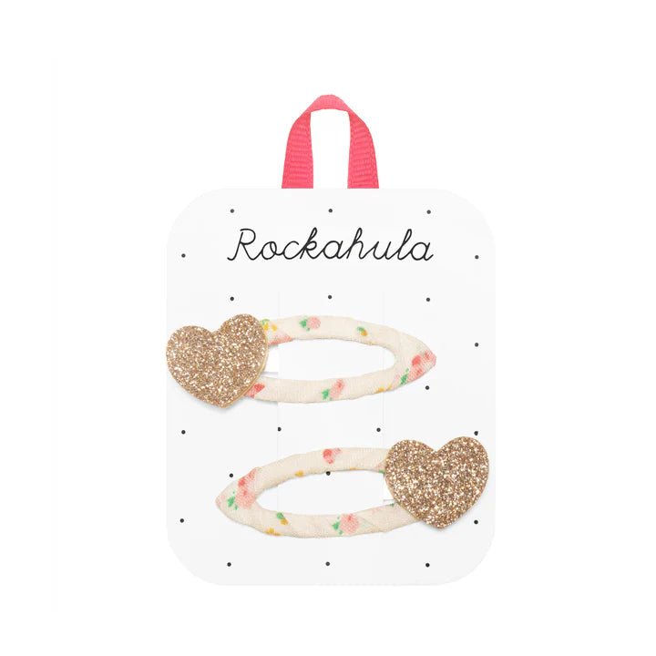 Rockahula: Tiny Blossom Glitter Heart Clips - Acorn & Pip_Rockahula