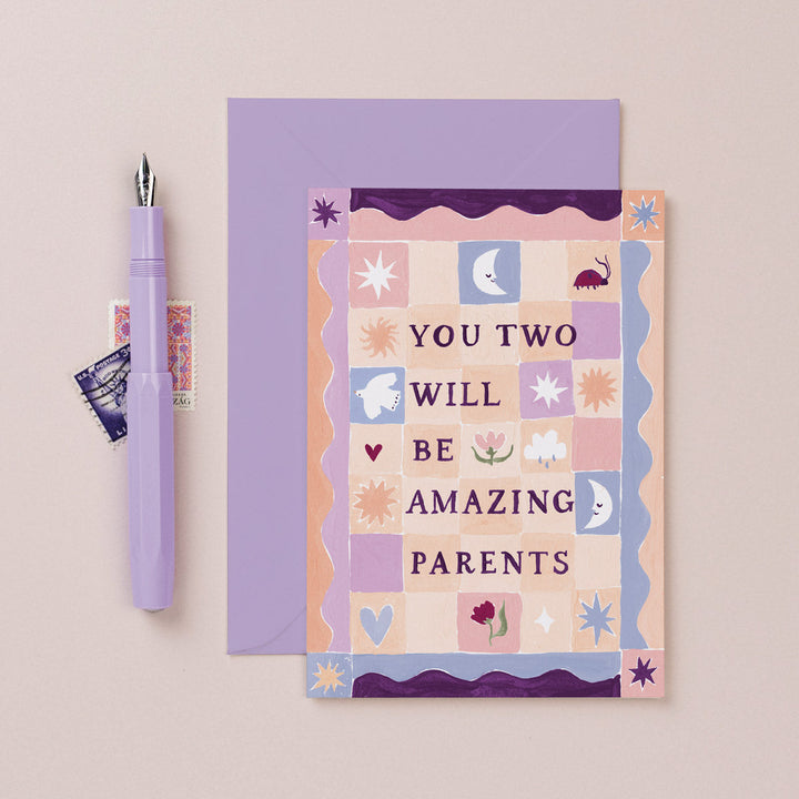 Amazing Parents card with lilac envelope
