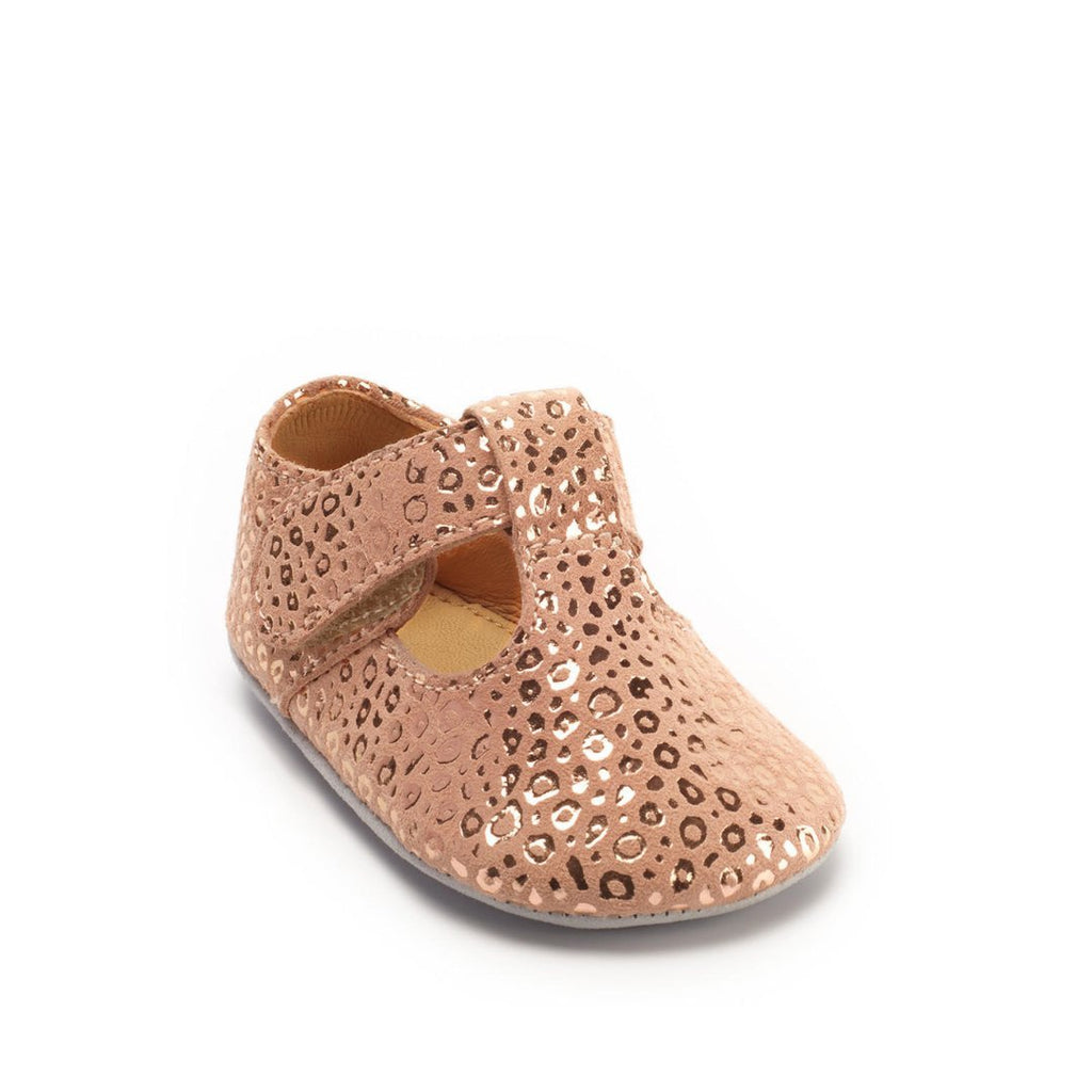 Start - Rite: Rhyme Pram Shoes - Rose Gold Suede / Leopard - Acorn & Pip_Start Rite