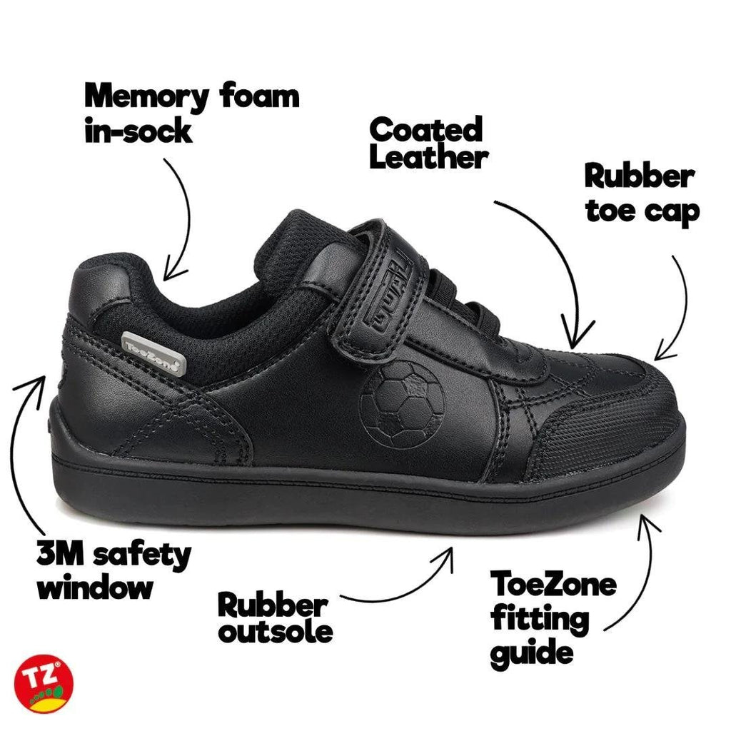 Toezone: Blake Football Velcro - Black - Acorn & Pip_ToeZone