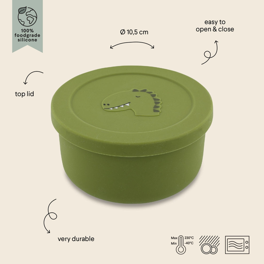 Trixie: Silicone Snack Pot with Lid - Mr. Dino - Acorn & Pip_Trixie