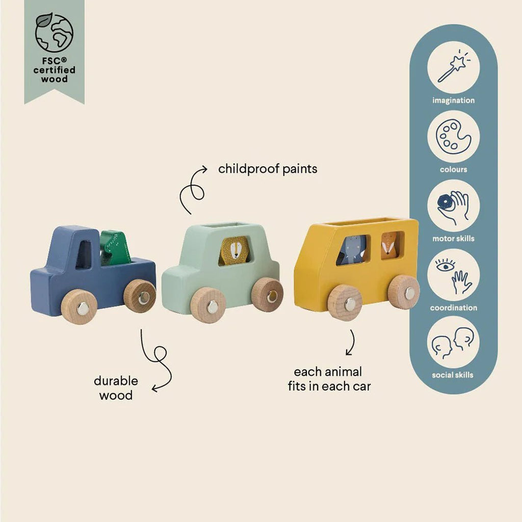 Trixie: Wooden animal car set - Acorn & Pip_Trixie