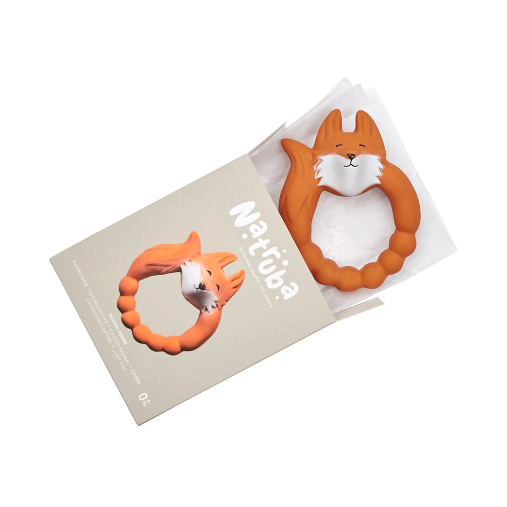 Natruba: Natural Rubber Teether - Fox Orange Teething Toys for Babies and Toddlers from Birth - Natural Rubber Eco-Friendly Teething Toys 0+ at Acorn & Pip