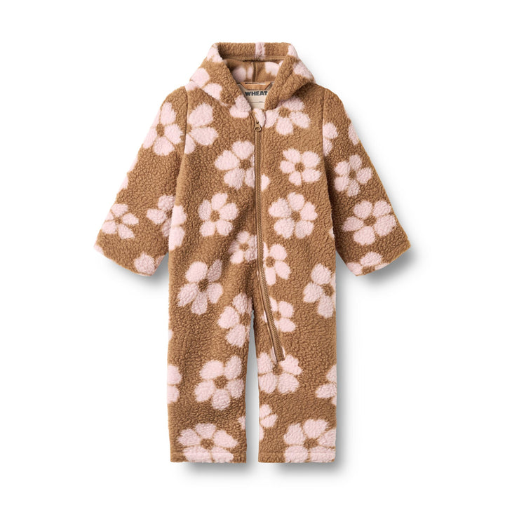 Wheat Allo floral baby fleece suit