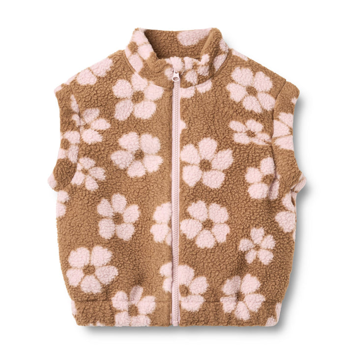 Wheat floral fleece vest