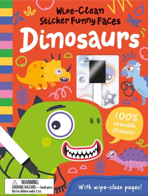 Wipe - Clean Sticker Funny Faces Dinosaurs Activity Book - Acorn & Pip_Bookspeed